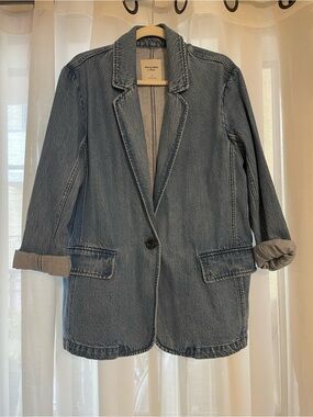 Abercrombie & Fitch Light Blue Denim Blazer Jacket